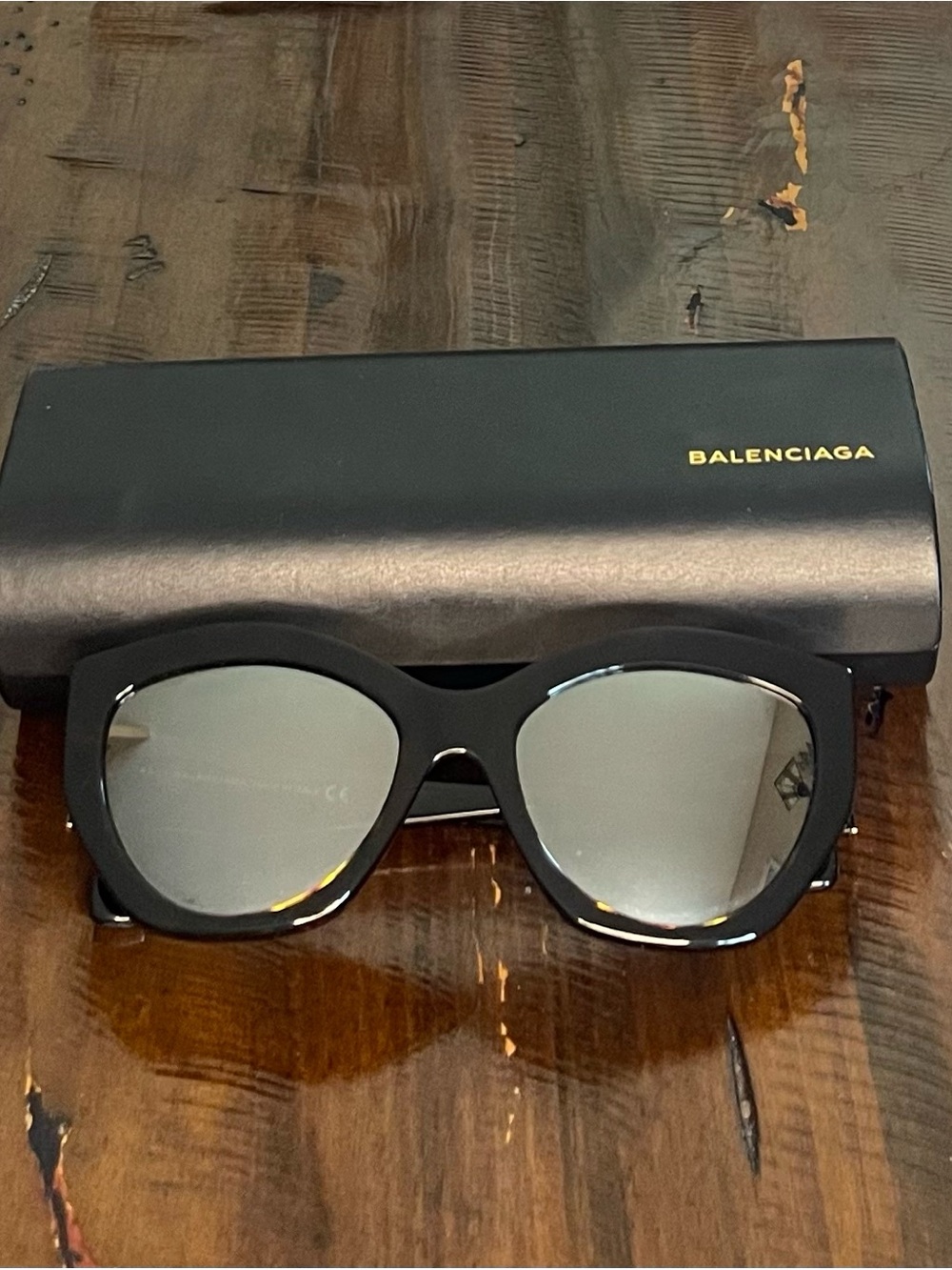 Balenciaga Black and Tortoiseshell Oversized Cat-Eye Sunglasses